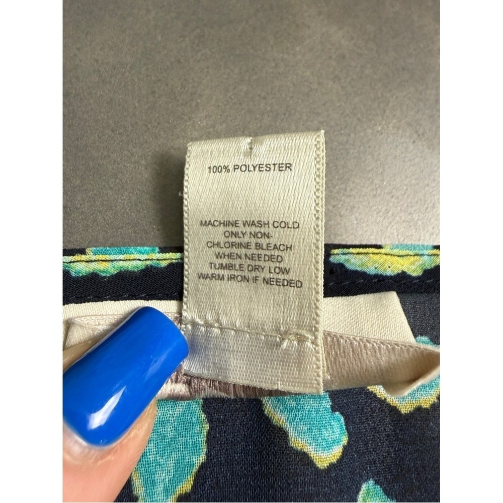 LOFT Navy Floral Sleeveless Blouse Navy Teal Top - Picture 4 of 6